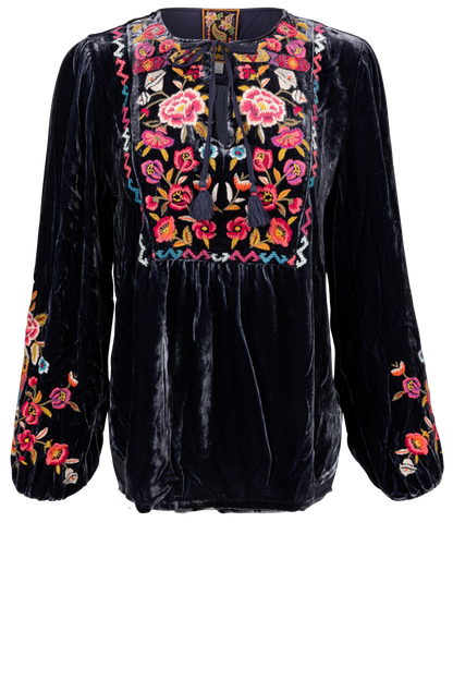 Johnny Was Curved Hem Prairie Blouse