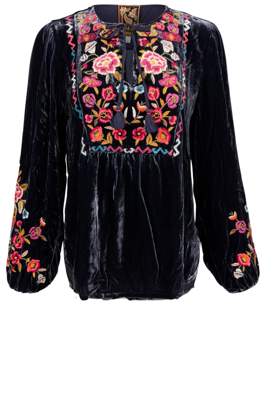 Johnny Was Curved Hem Prairie Blouse