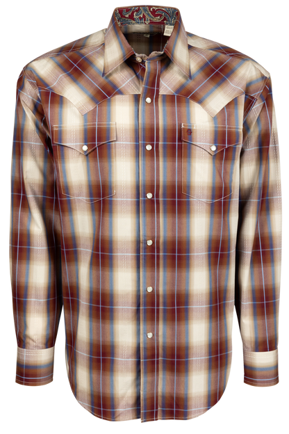 Stetson Men's Classic Plaid Snap Front Shirt - Red