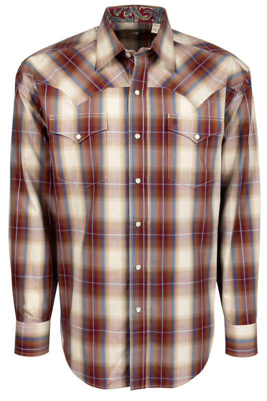 Stetson Men's Classic Plaid Snap Front Shirt - Red