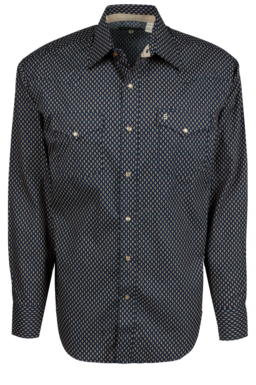 Stetson Men's Geometric Snap Front Shirt - Blue Heirloom