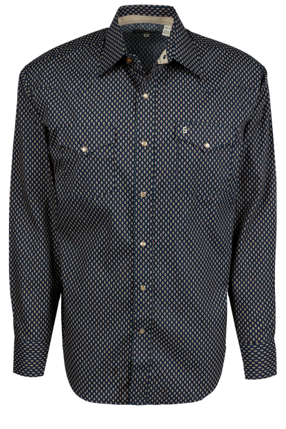 Stetson Men's Geometric Snap Front Shirt - Blue Heirloom
