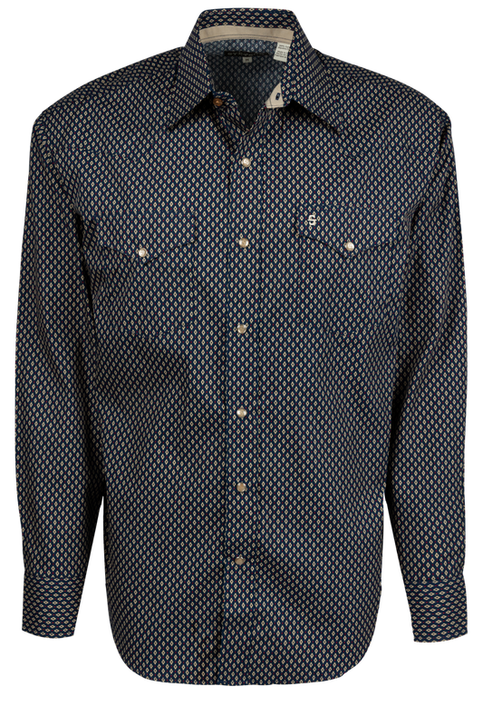 Stetson Men's Geometric Snap Front Shirt - Blue Heirloom