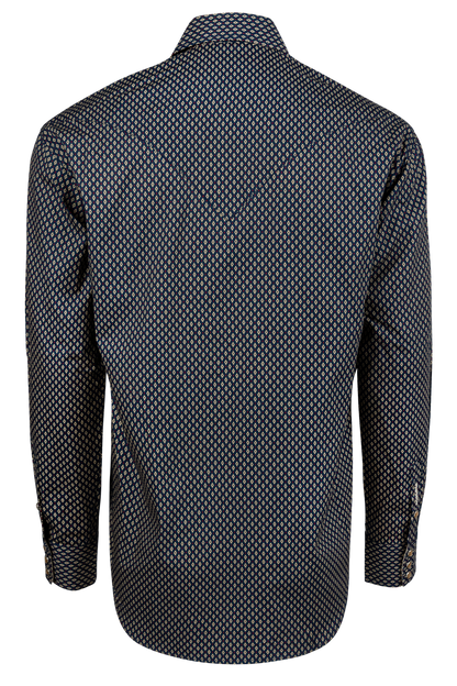 Stetson Men's Geometric Snap Front Shirt - Blue Heirloom