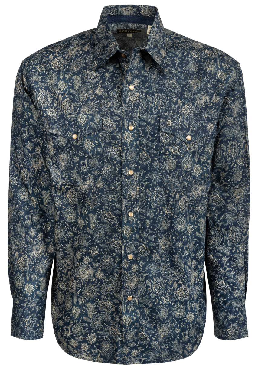 Stetson Men's Snap Front Shirt - Midnight Sky