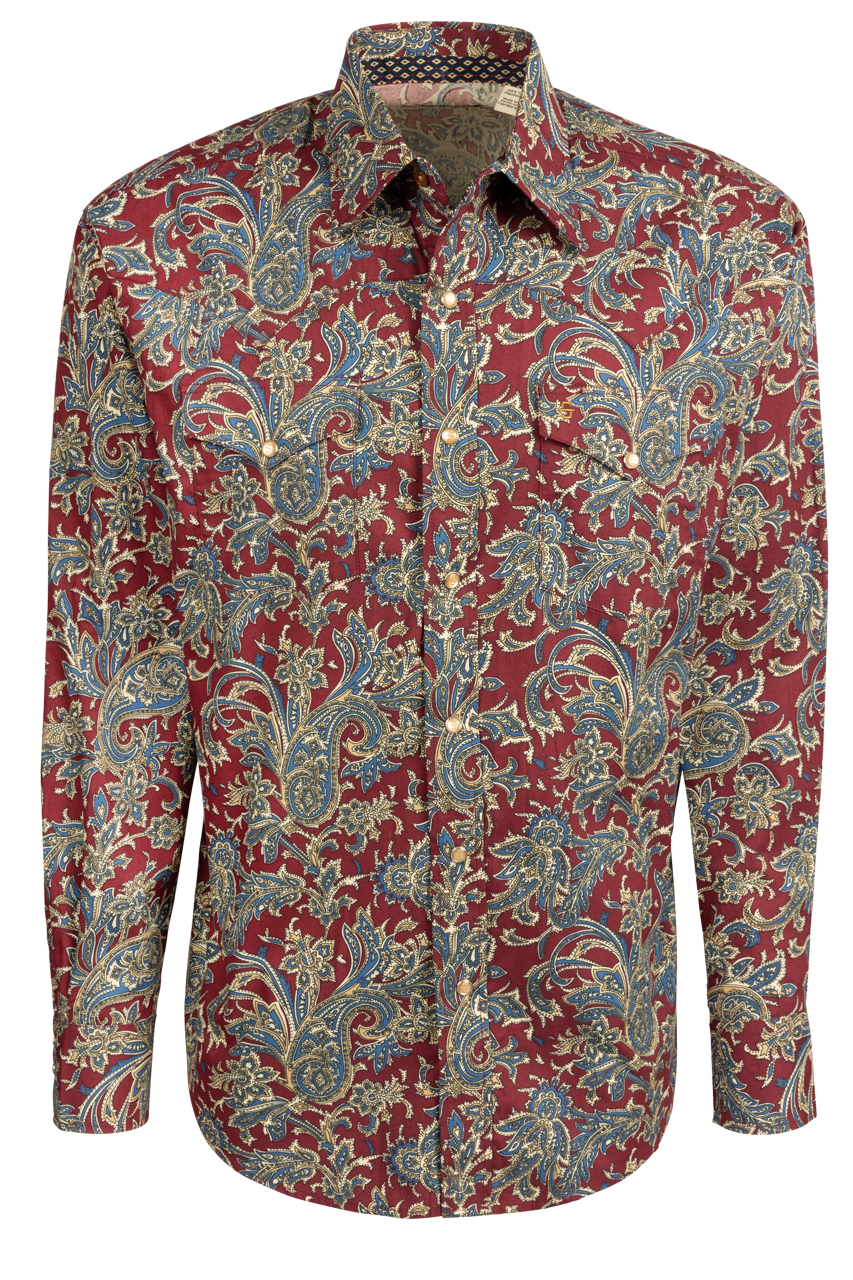 Stetson Men's Paisley Snap Front Shirt - Ruby