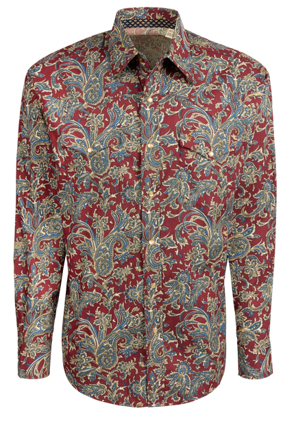 Stetson Men's Paisley Snap Front Shirt - Ruby
