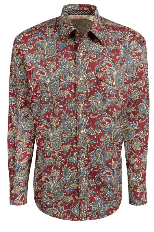 Stetson Men's Paisley Snap Front Shirt - Ruby