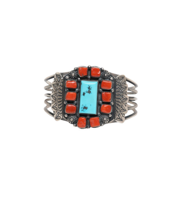 Chunky Coral and Turquoise Bracelet