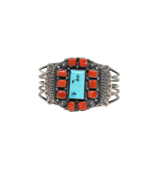 Chunky Coral and Turquoise Bracelet