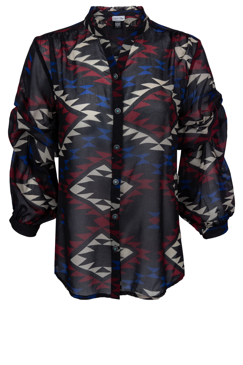 Tasha Polizzi Sheer Blanket Print Blouse