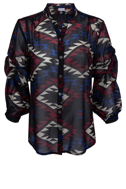 Tasha Polizzi Sheer Blanket Print Blouse
