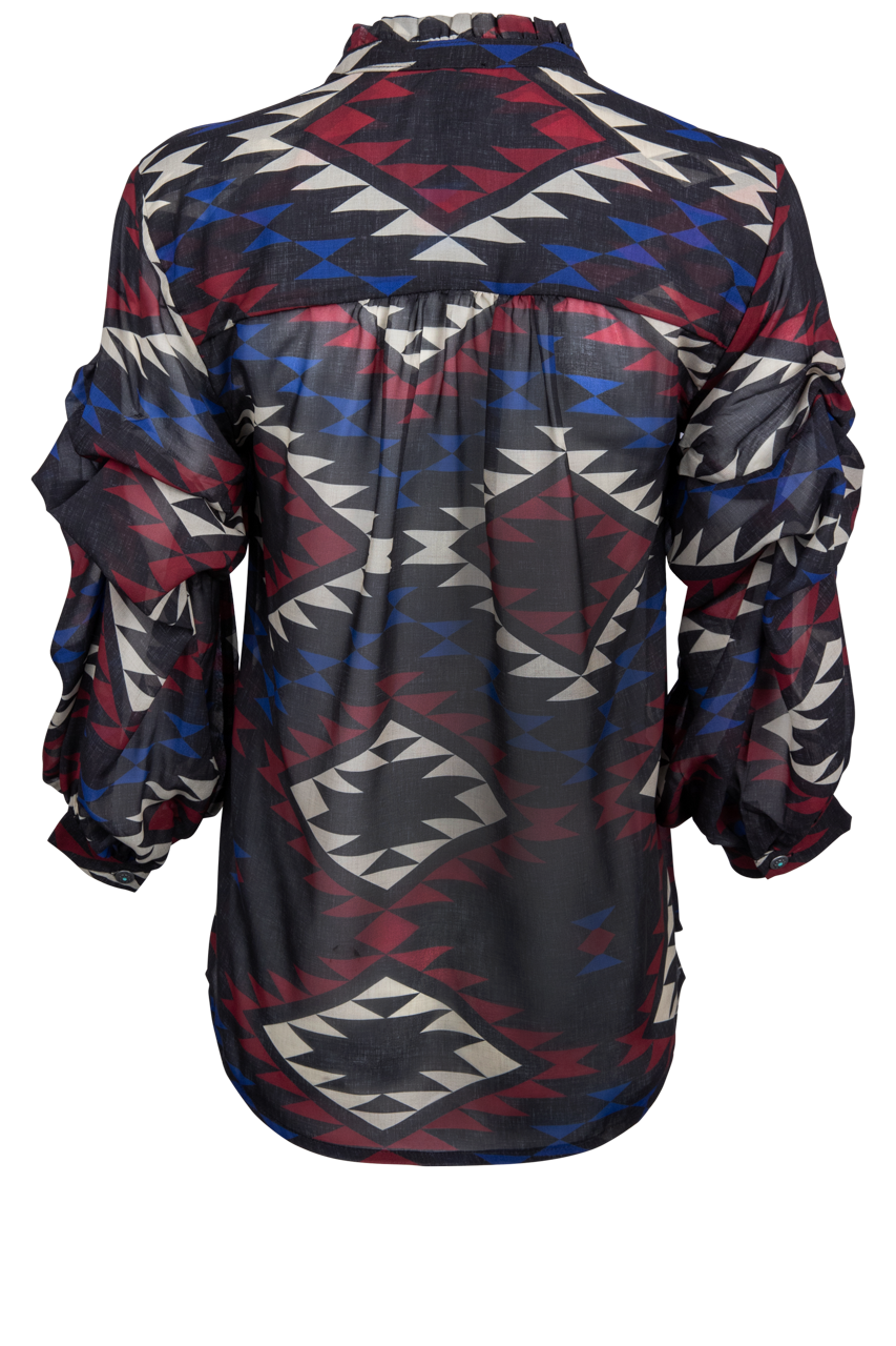 Tasha Polizzi Sheer Blanket Print Blouse
