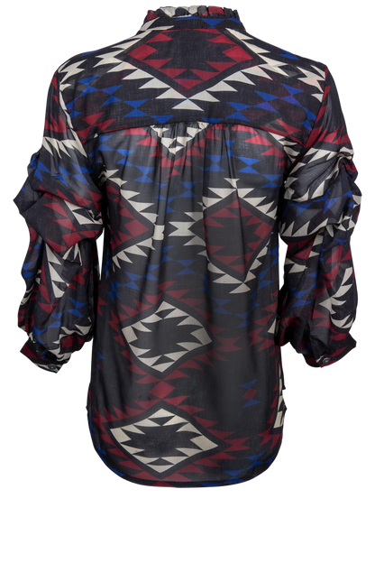 Tasha Polizzi Sheer Blanket Print Blouse