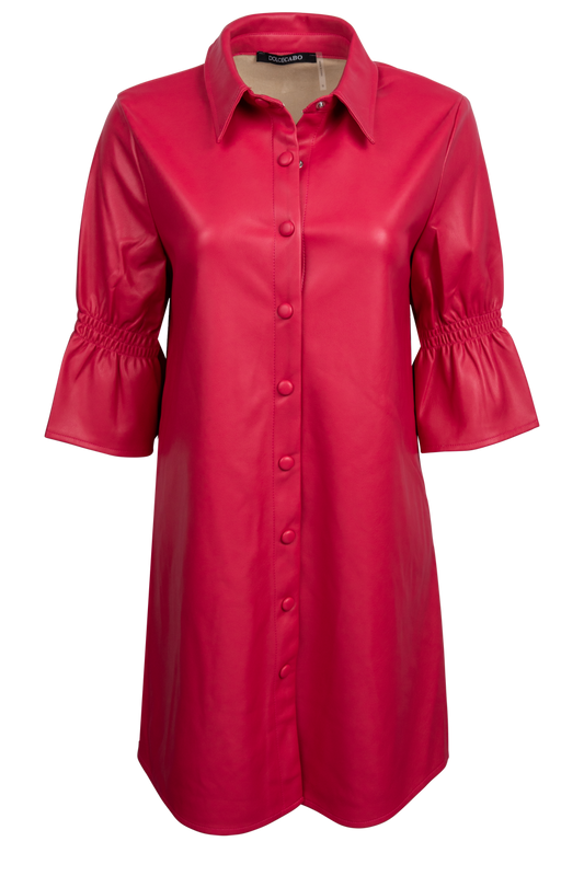 Dolce Cabo Faux Leather Dark Pink Ruffle Dress