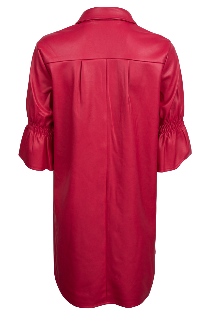 Dolce Cabo Faux Leather Dark Pink Ruffle Dress