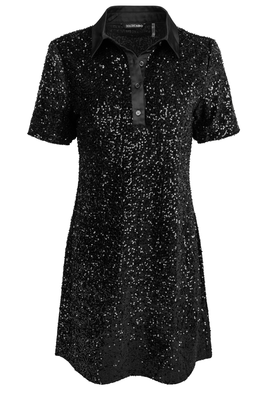 Dolce Cabo Black Sequin Polo Dress