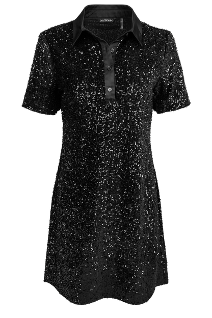 Dolce Cabo Black Sequin Polo Dress