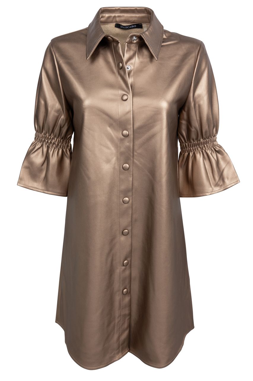 Dolce Cabo Faux Leather Metallic Ruffle Dress