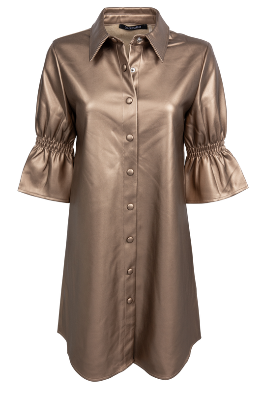 Dolce Cabo Faux Leather Metallic Ruffle Dress