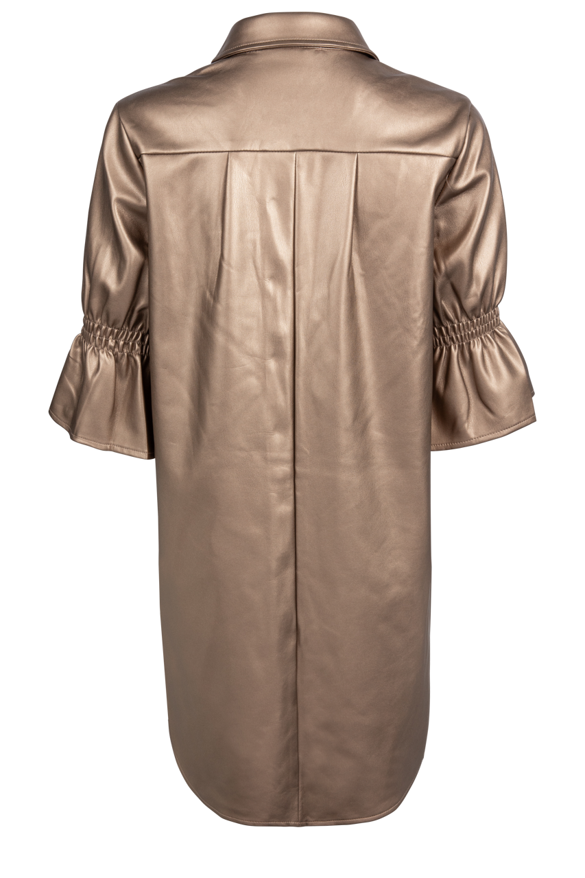 Dolce Cabo Faux Leather Metallic Ruffle Dress