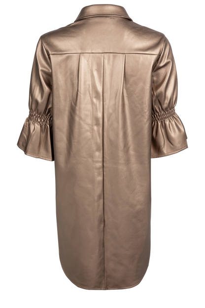 Dolce Cabo Faux Leather Metallic Ruffle Dress