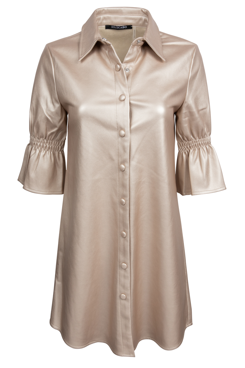 Dolce Cabo Faux Leather Metallic Ruffle Dress