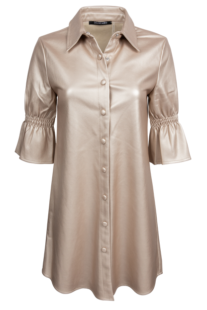 Dolce Cabo Faux Leather Metallic Ruffle Dress