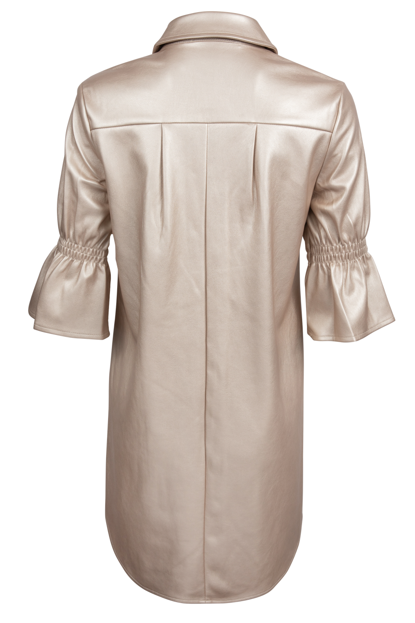 Dolce Cabo Faux Leather Metallic Ruffle Dress