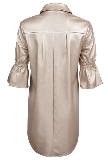 Dolce Cabo Faux Leather Metallic Ruffle Dress