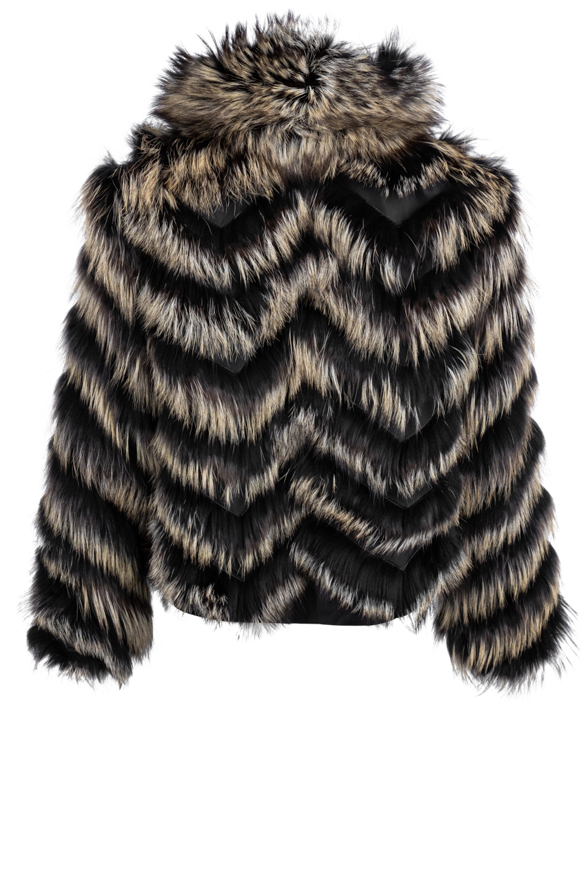 Diomi Reversible Fox Fur and Silk Jacket - Black/Gold Bleach