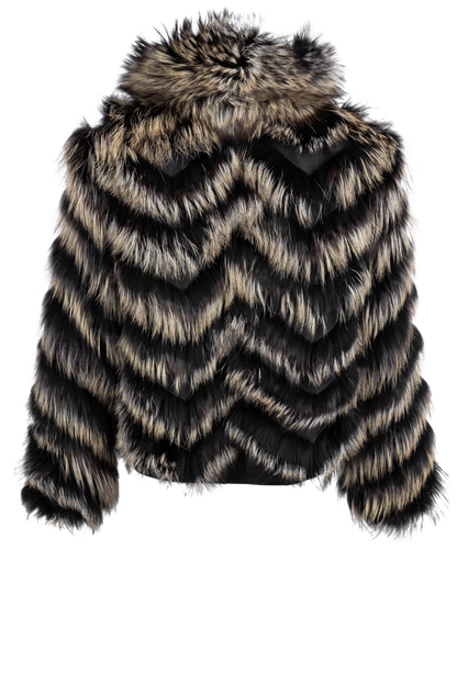 Diomi Reversible Fox Fur and Silk Jacket - Black/Gold Bleach