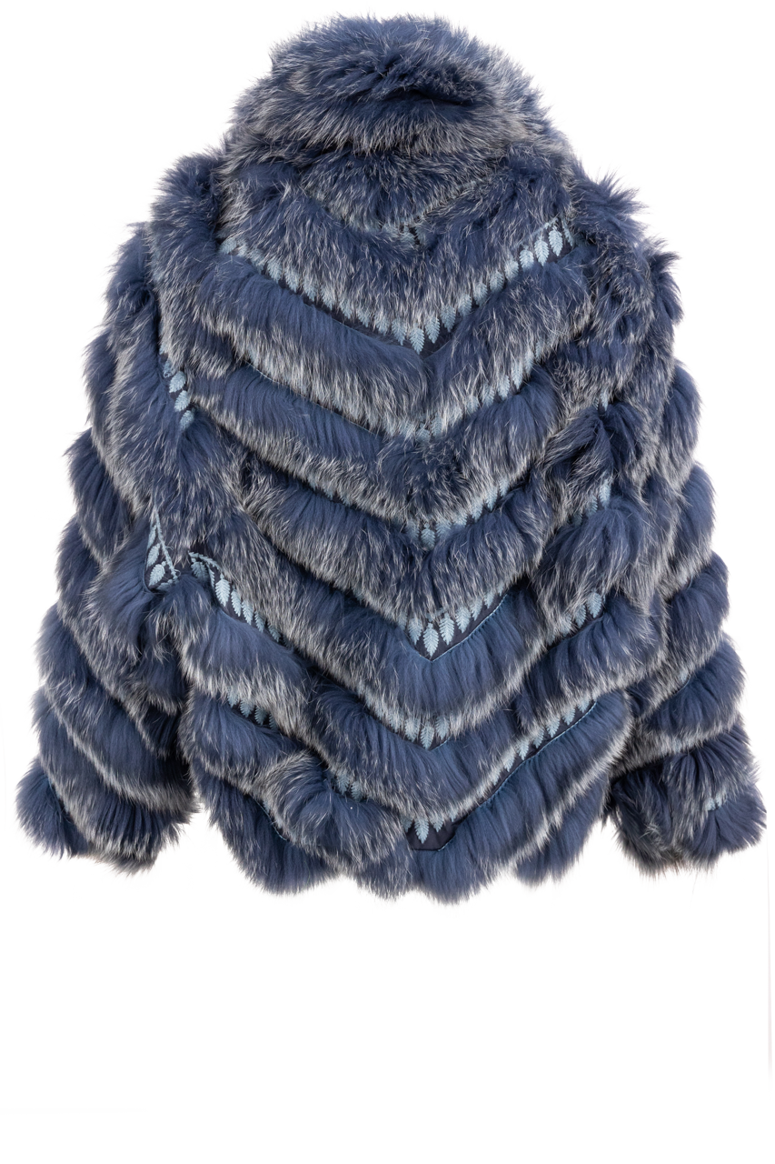 Diomi Reversible Fox Fur and Silk Jacket - Marine