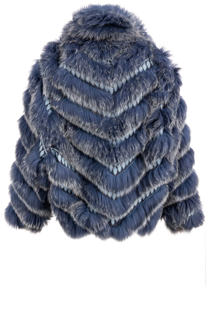 Diomi Reversible Fox Fur and Silk Jacket - Marine