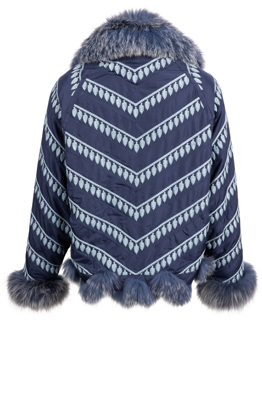 Diomi Reversible Fox Fur and Silk Jacket - Marine