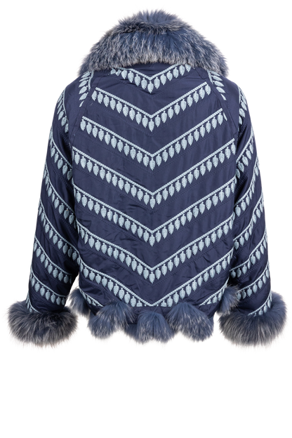 Diomi Reversible Fox Fur and Silk Jacket - Marine