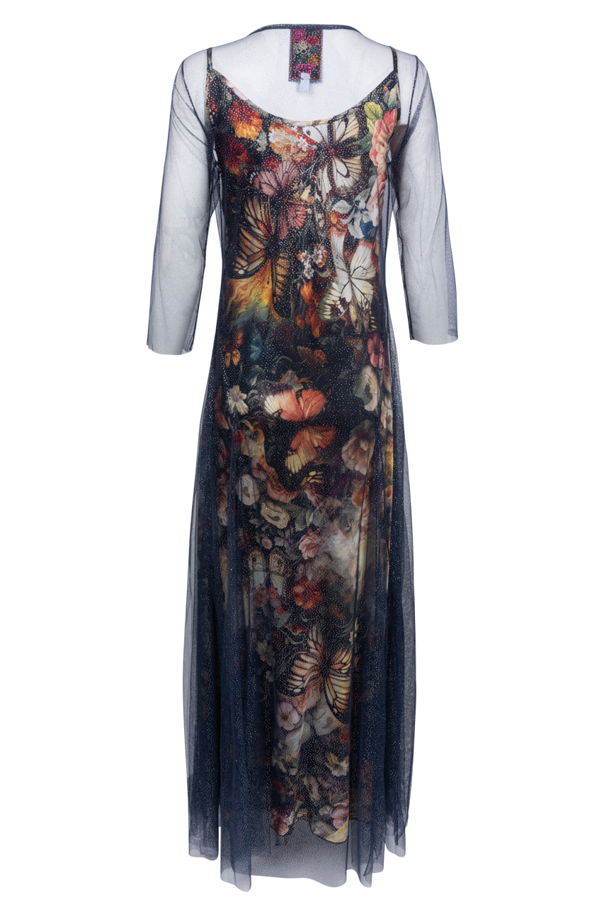 Johnny Was Silver Foil Mesh Dress