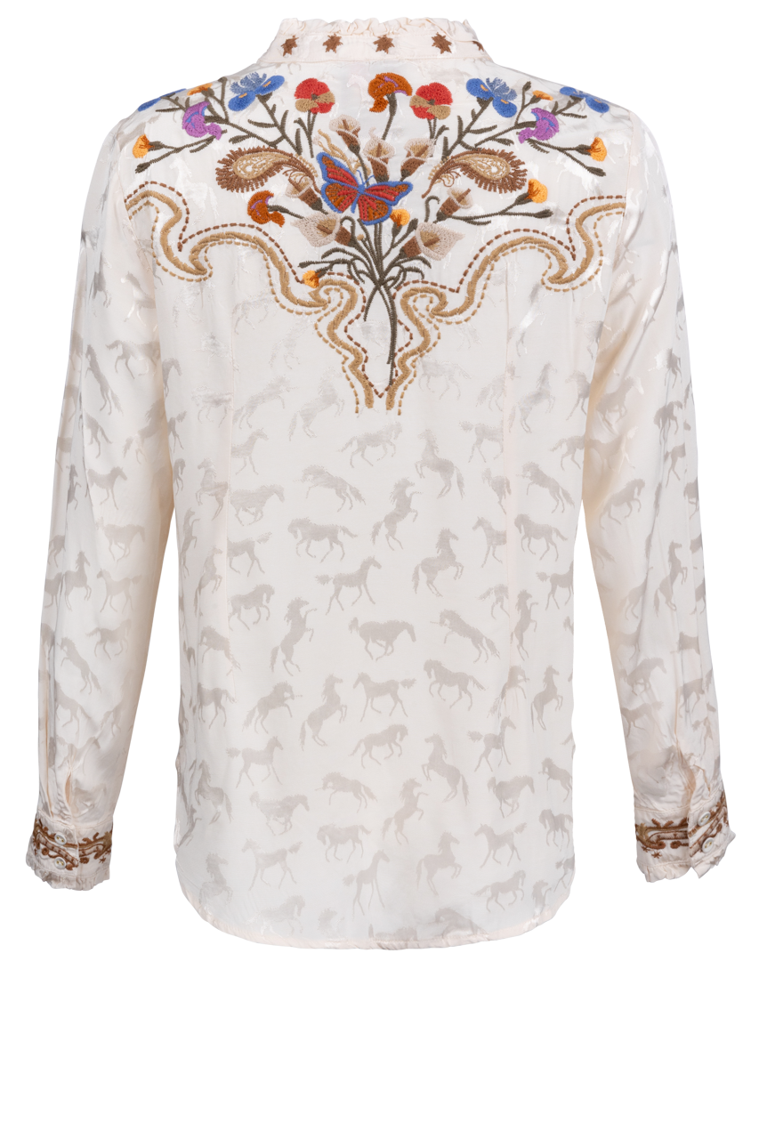 Johnny Was Ruffle Neck Shirt