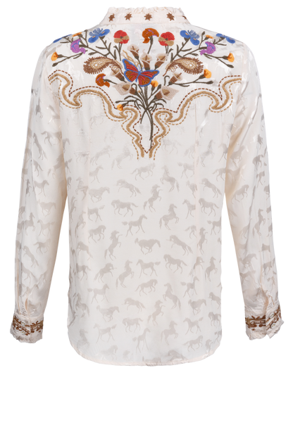 Johnny Was Ruffle Neck Shirt