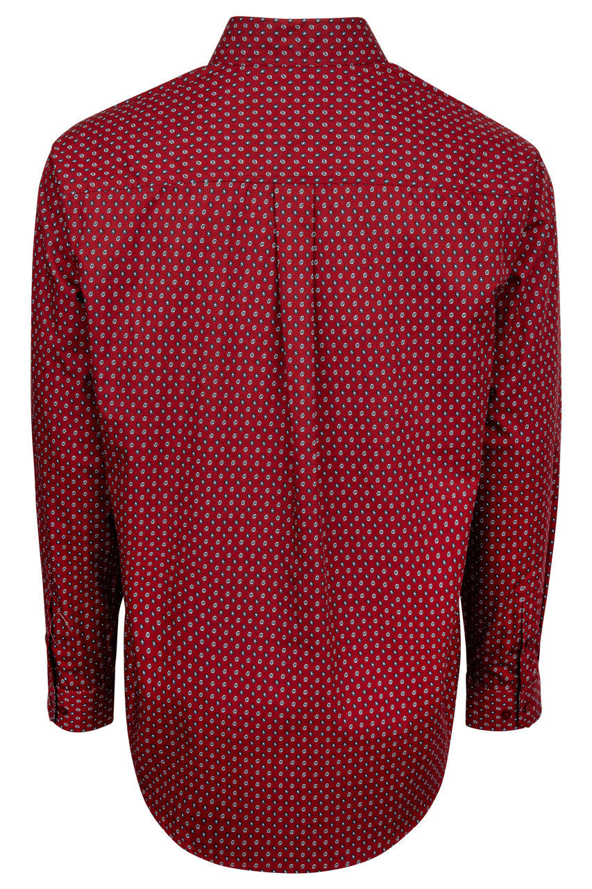 Cinch Button-Front Shirt - Deep Red