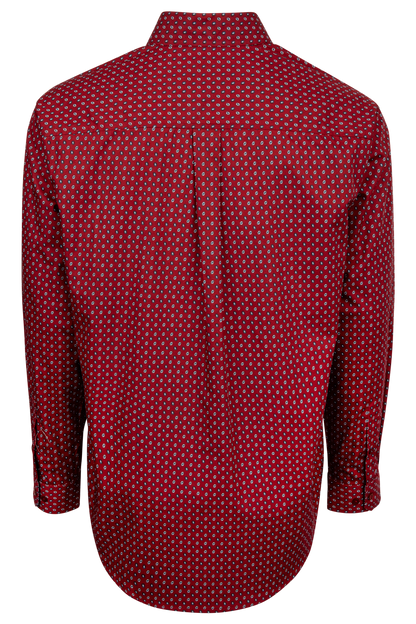 Cinch Button-Front Shirt - Deep Red