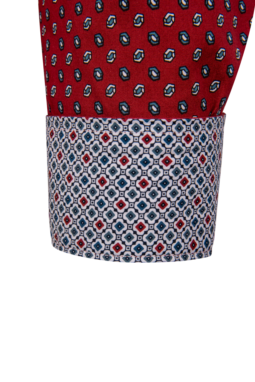 Cinch Button-Front Shirt - Deep Red