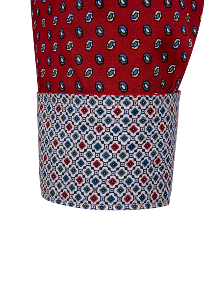 Cinch Button-Front Shirt - Deep Red