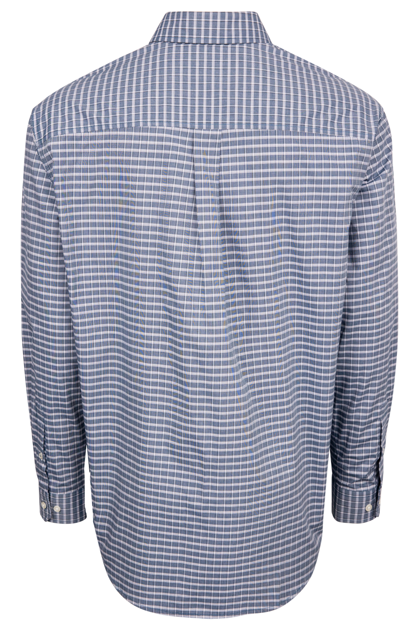 Cinch Button-Front Shirt - Blue Check