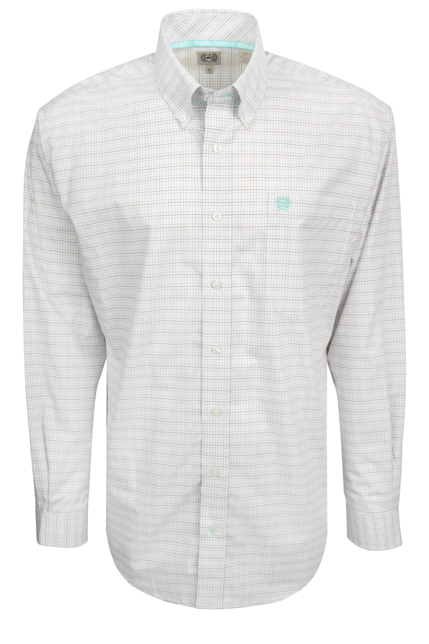 Cinch Button-Front Shirt - White Windowpane