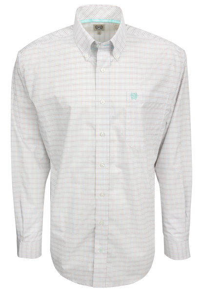 Cinch Button-Front Shirt - White Windowpane