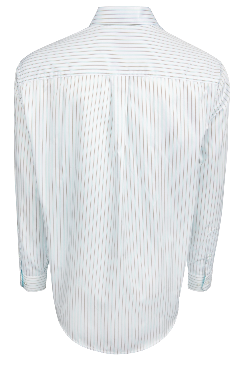 Cinch Striped Button-Front Shirt - Teal/White