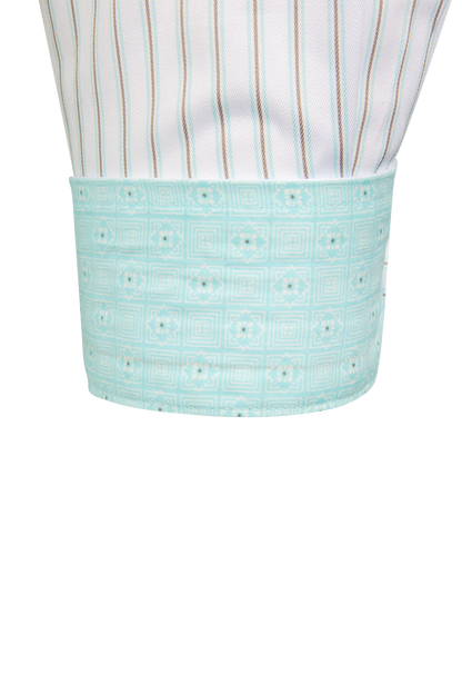 Cinch Striped Button-Front Shirt - Teal/White
