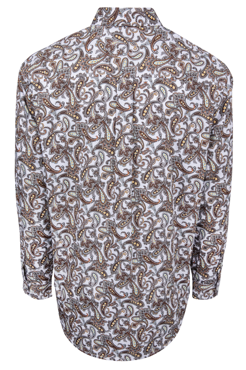 Cinch Paisley Button-Front Shirt - White