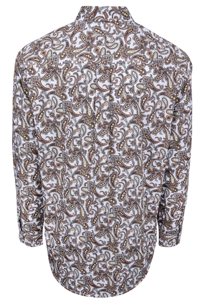 Cinch Paisley Button-Front Shirt - White
